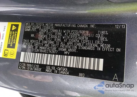 2014 Lexus Rx 350 z USA, uszkodzony, nr VIN 2T2ZK1BAXEC142877